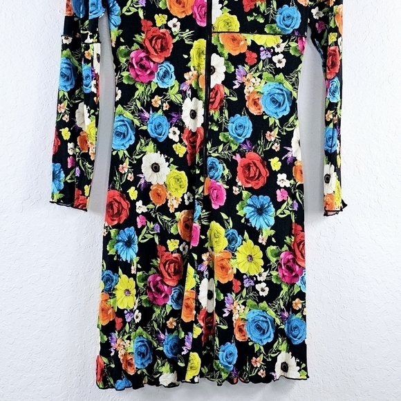 New! Alice + Olivia Delora Floral Midi Dress Flower Garden - Picture 10 of 16